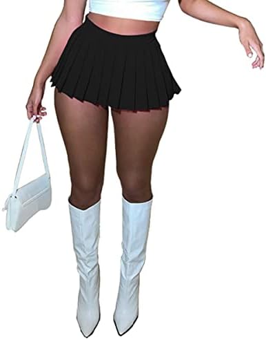 Women's Mini Pleated Skirts Sexy Club Y2k High Wiast Stretchy Tennis Skater A-line Skirt