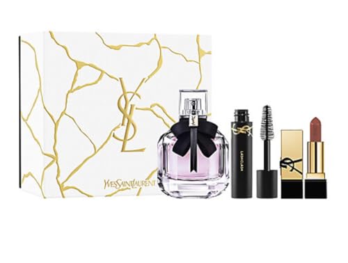 YVES SAINT LAURENT Mon Paris 3-piece Gift Set for Women (Eau de Parfum Spray 1.7 Fl Oz, Lipstick, Mascara)