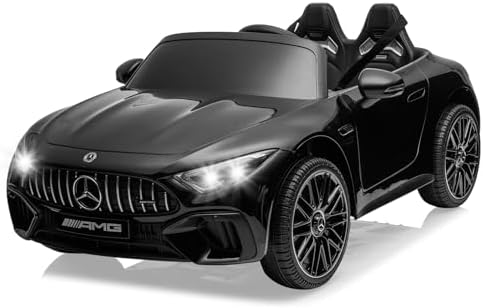 Hetoy Ride on Car for Kids 12V Licensed Mercedes Benz SL63 Electric Vehicles Battery Powered Sports Car with Remote Control, 2 Speeds, Sound System, LED Lights, MP3, Music, USB and Bluetooth, Black
