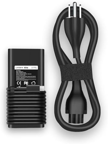 65W LHYSFIY USB C Power Adapter Laptop Charger for Dell Latitude 5420 7390 7410, Dell XPS 12 9250, XPS 13 9350, LA65NM190 HA65NM190 DA65NM190 Power Supply Cord