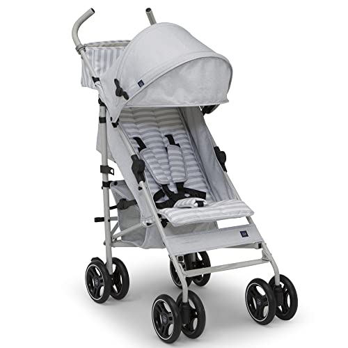 babyGap Classic Stroller - Lightweight Stroller with Recline, Extendable Sun Visors & Compact Fold - Made with Sustainable Materials, Grey Stripes
