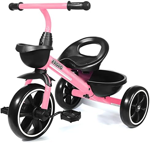 KRIDDO Tricycle for 2-5 Year Olds - Pink Toddler Trike With Gift for 24 Month to 4 Year Old Girls