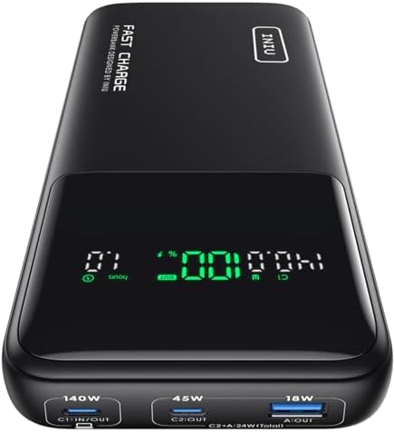 INIU 140W Power Bank, 27000mAh High Capacity Laptop Portable Charger, USB C in&Out Tablet Powerbank, Smart Digital Display Phone Charge Compatible with iPhone 15, Samsung, iPad, MacBook, Laptop etc.