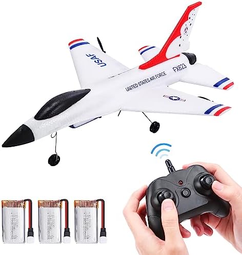 EagleStone RC Airplane 2.4GHz 2 Channel Remote Control Plane with Gyro and 3 Batteries (30 Mins), Easy to Fly F-16 Model Gift for Adults, Beginners and Advanced Kids