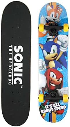 Sonic The Hedgehog Character Skateboards - Cruiser Skateboard with ABEC 5 Bearings, Durable Deck, Smooth Wheels (Choose from Sonic, Knuckles, Tails or Sonic & Friends)