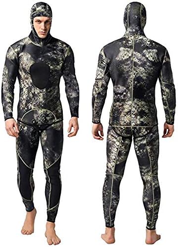 Nataly Osmann Camo Spearfishing Wetsuits Men 3mm /1.5mm Neoprene 2-Pieces Hooded Super Stretch Diving Suit