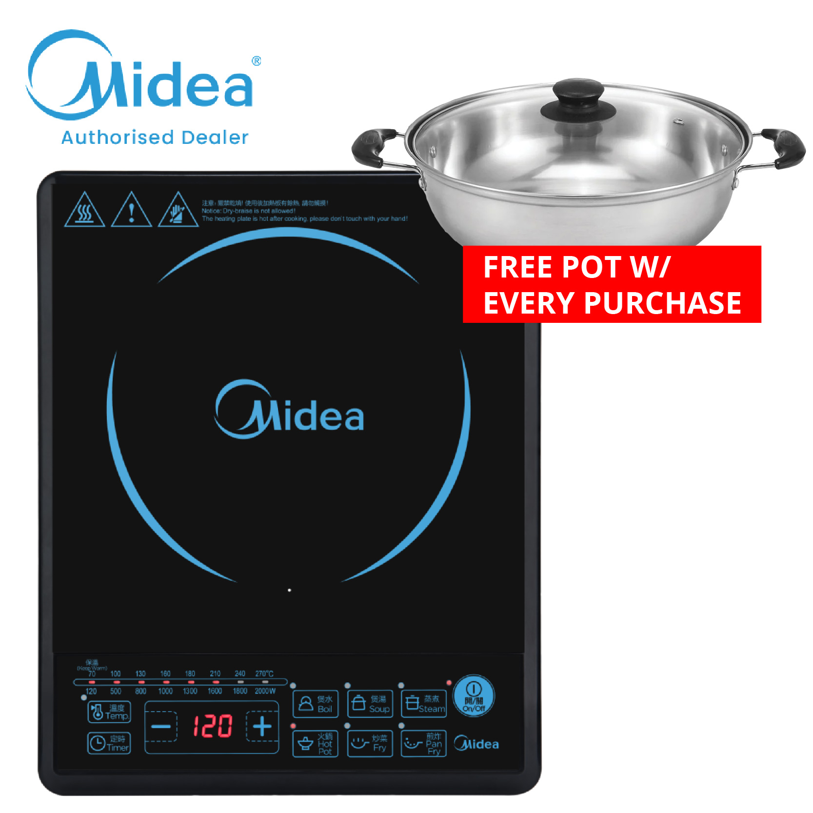 Midea Induction Cooker With FREE POT MIC2233