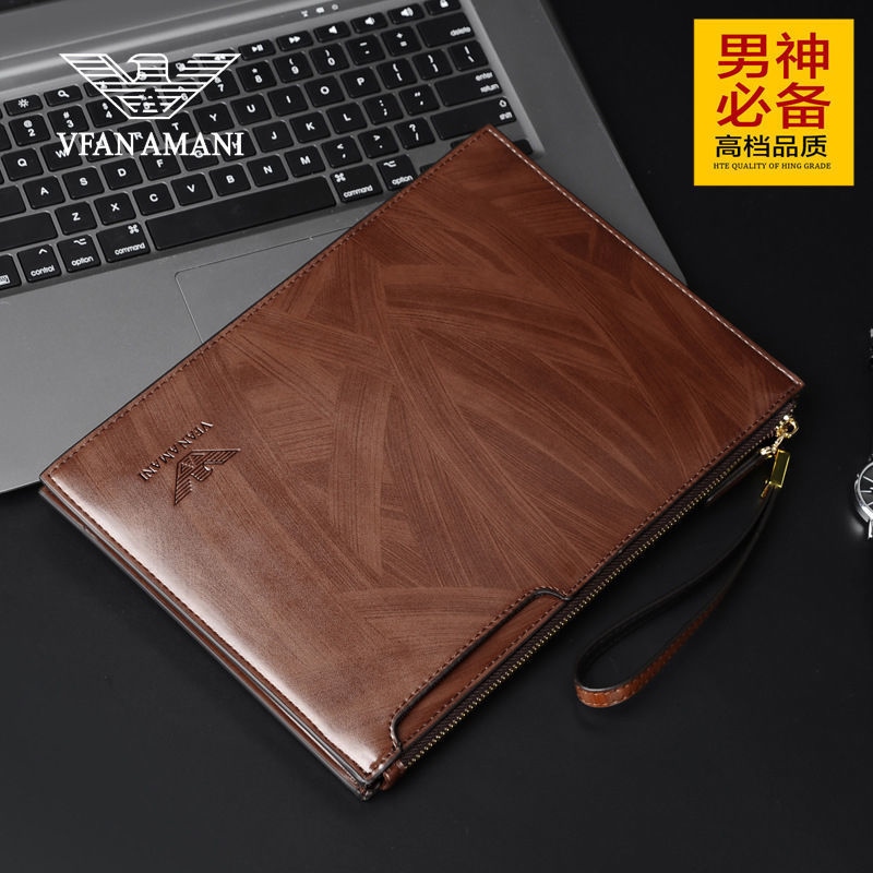 Victoria Fang Armani Men's Clutch Bag Genuine Leather Large-capacity Youth High-end Envelope Handbag