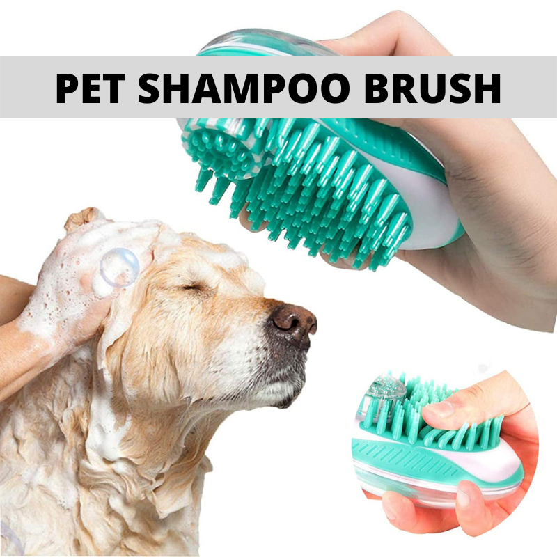 Pet Shampoo Brush Massage Comb 2-in-1 Bath Foam Soft Silicone Dogs Cats Shower Hair Grooming Cleaning