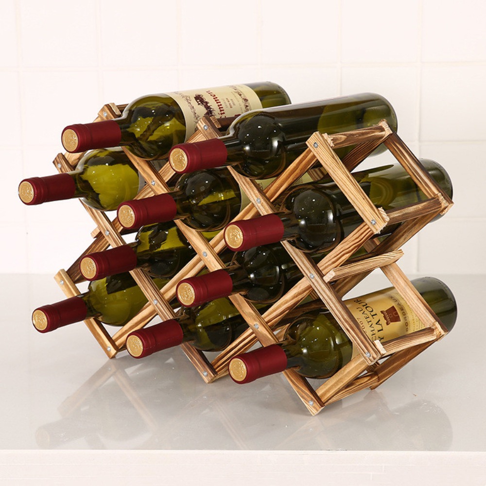 ROSEWOO High Quality 1pcs Practical Decorative Ornament Display Stand Foldable Red Wine Bottles Organizer Wine Shelves Wine Bottle Rack Wine Bottle Holder