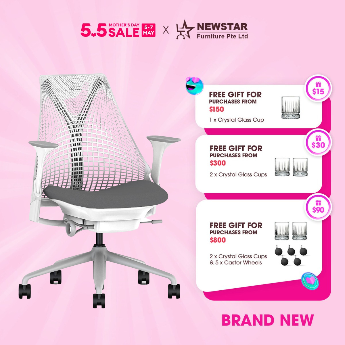 Herman Miller Sayl Chair with Optional Lumbar Support, Office Chair - NewStar Furniture Collection - Delivery within 24hrs