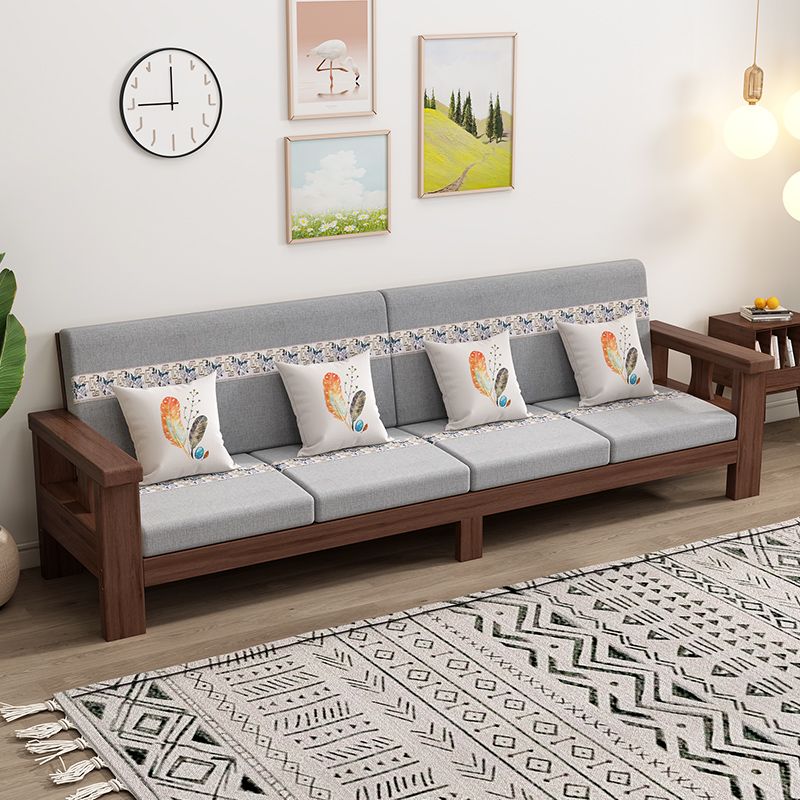 Solid Wood Sofa Simple Single Double Three Four-Seat Sofa 23 New Coffee Table TV Cabinet Sofa Combination