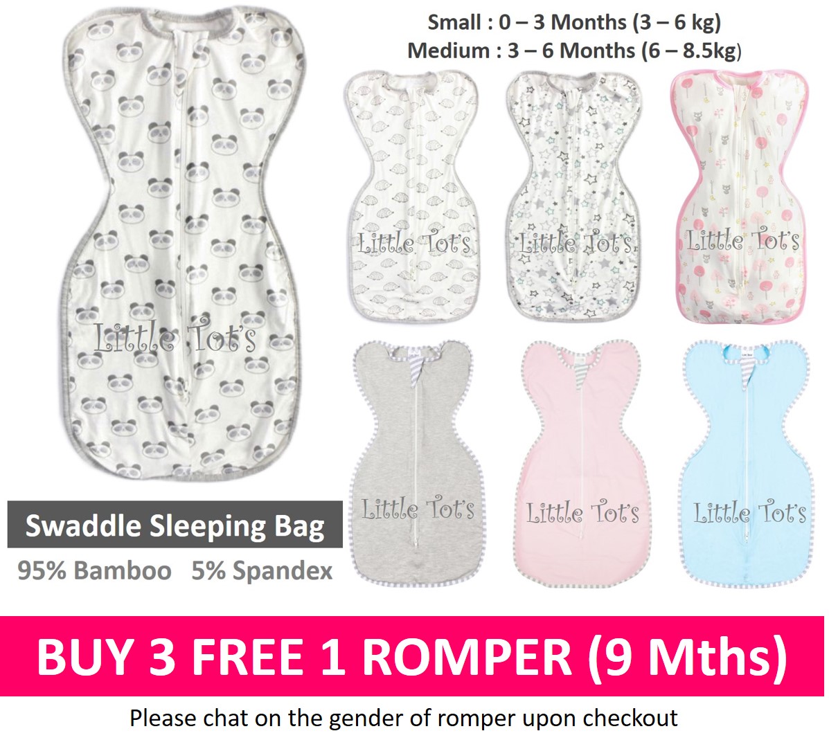 (0-3 / 3-6 Months) Baby Swaddle (Bamboo) Sleeping Bag Swaddle Zip Sleep Bag Newborn Swaddle Sleeping Bag (Bamboo)
